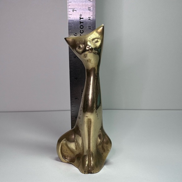 Vintage Solid Brass Cat Figurine - Picture 5 of 9